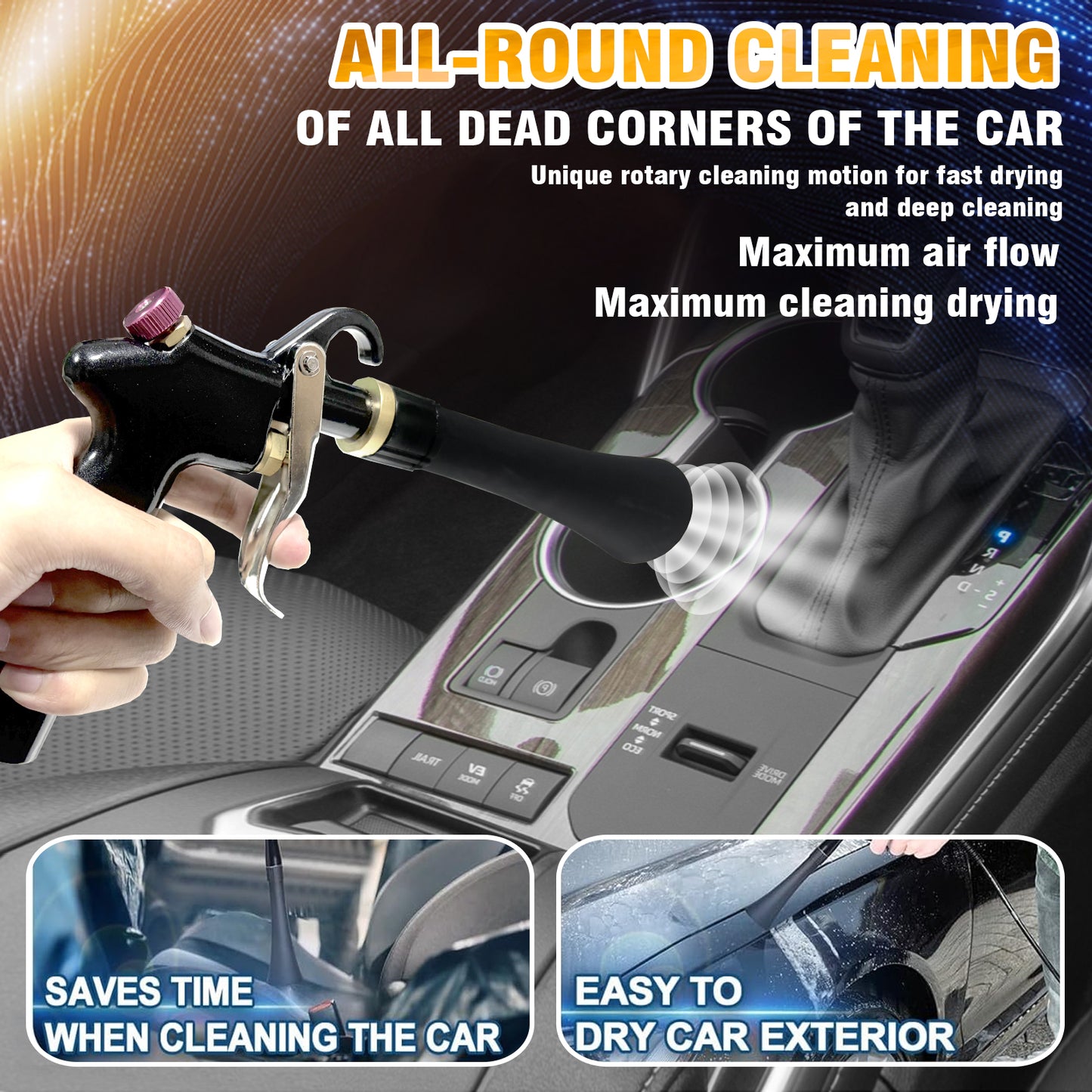 GZ-KJM Air Blow Gun Car Interior Cleaning Gun High Pressure Car Detailing Cleaning Tool with Nozzle and Auto Detailing Dusting Brush for Quickly Blasts Dirt and Dust from Surface