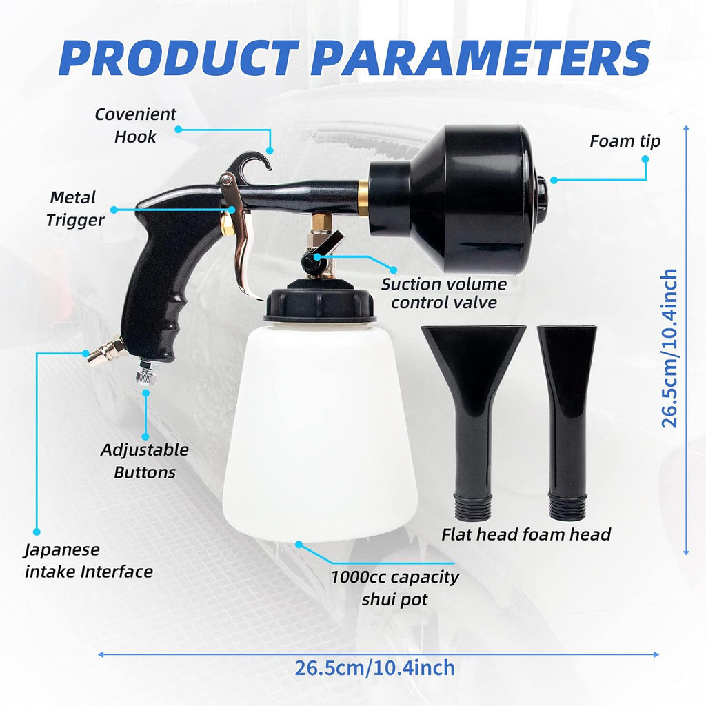 GZ-KJM Foam Gun High Pressure Car Cleaning Tool Kit Adjustable Pressure Jet Cleaner Automotive Washer Equipment for Car Detailing Supplies, Premium Black