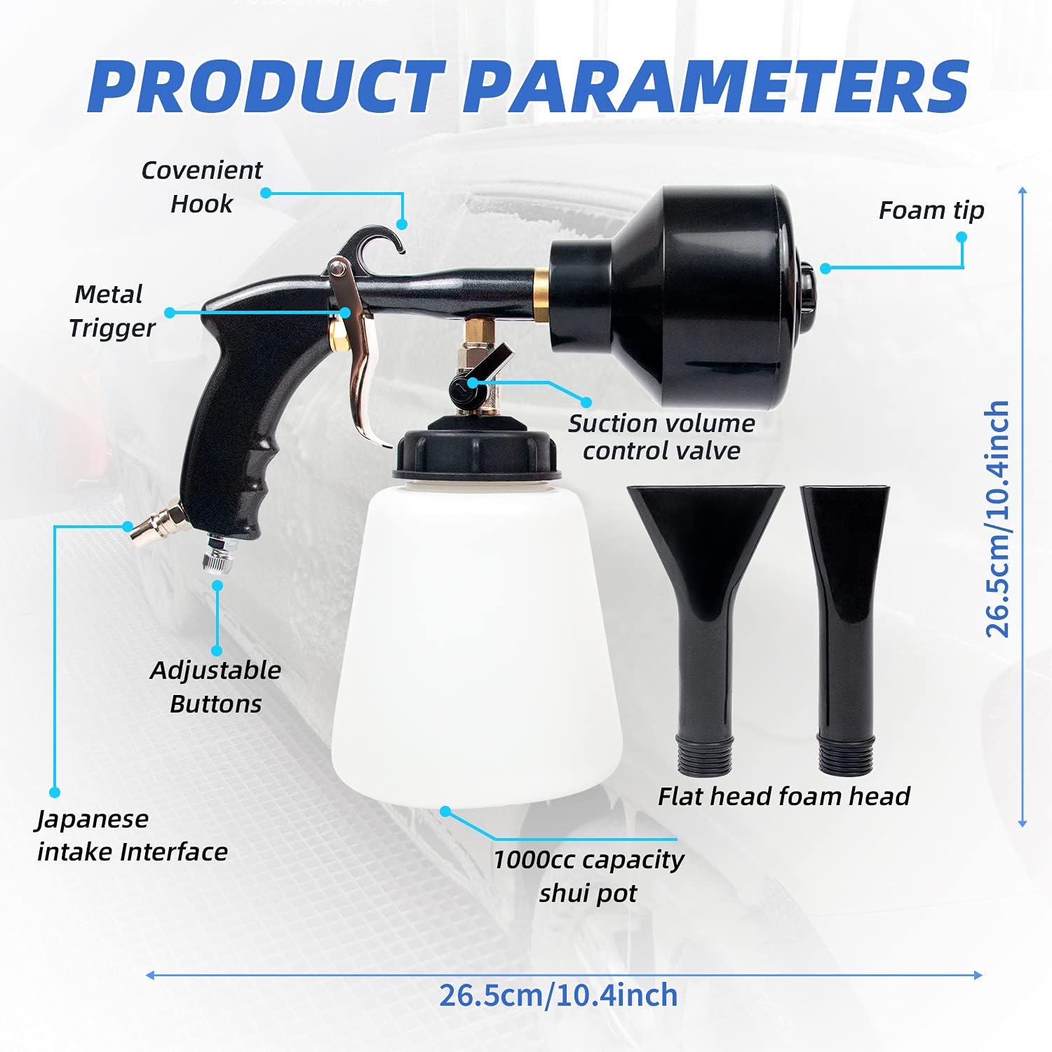 GZ-KJM Foam Gun High Pressure Car Cleaning Tool Kit Adjustable Pressure Jet Cleaner Automotive Washer Equipment for Car Detailing Supplies, Premium Black