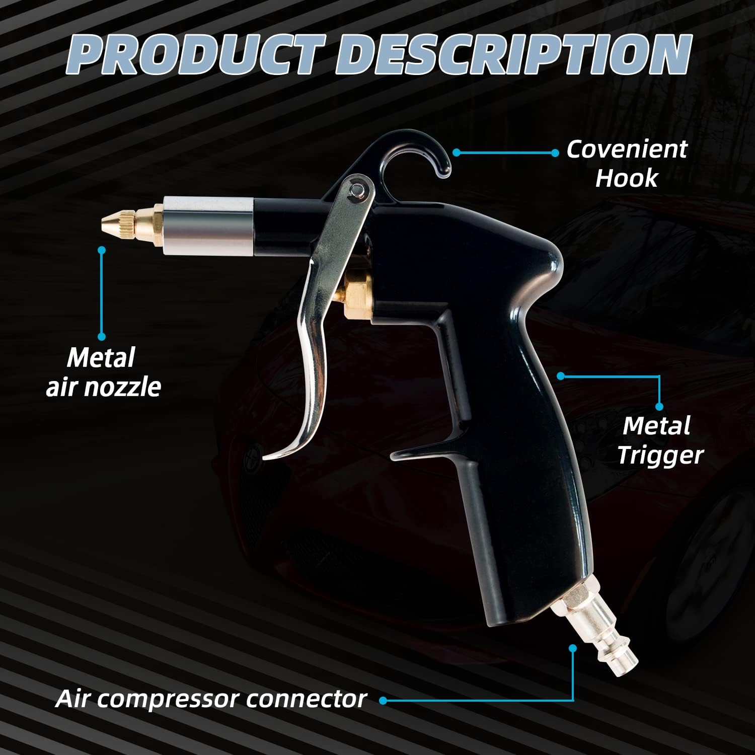 GZ-KJM Pneumatic Metal Dust Blowing Gun, Pneumatic Dust Blowing Gun Cleaning Tool Kit