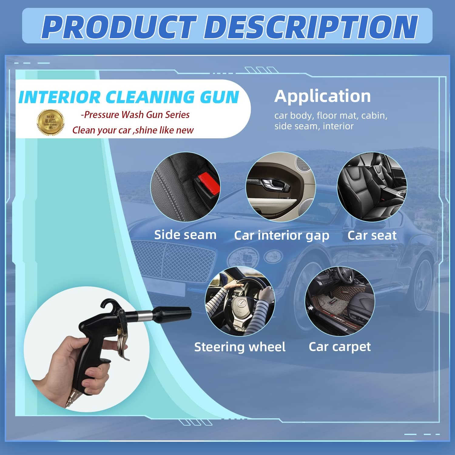 GZ-KJM Two Way Air Duster Blow Gun with Adjustable Air Flow Pneumatic Air Compressor Accessory Tool Dust Cleaning Air Blower Gun