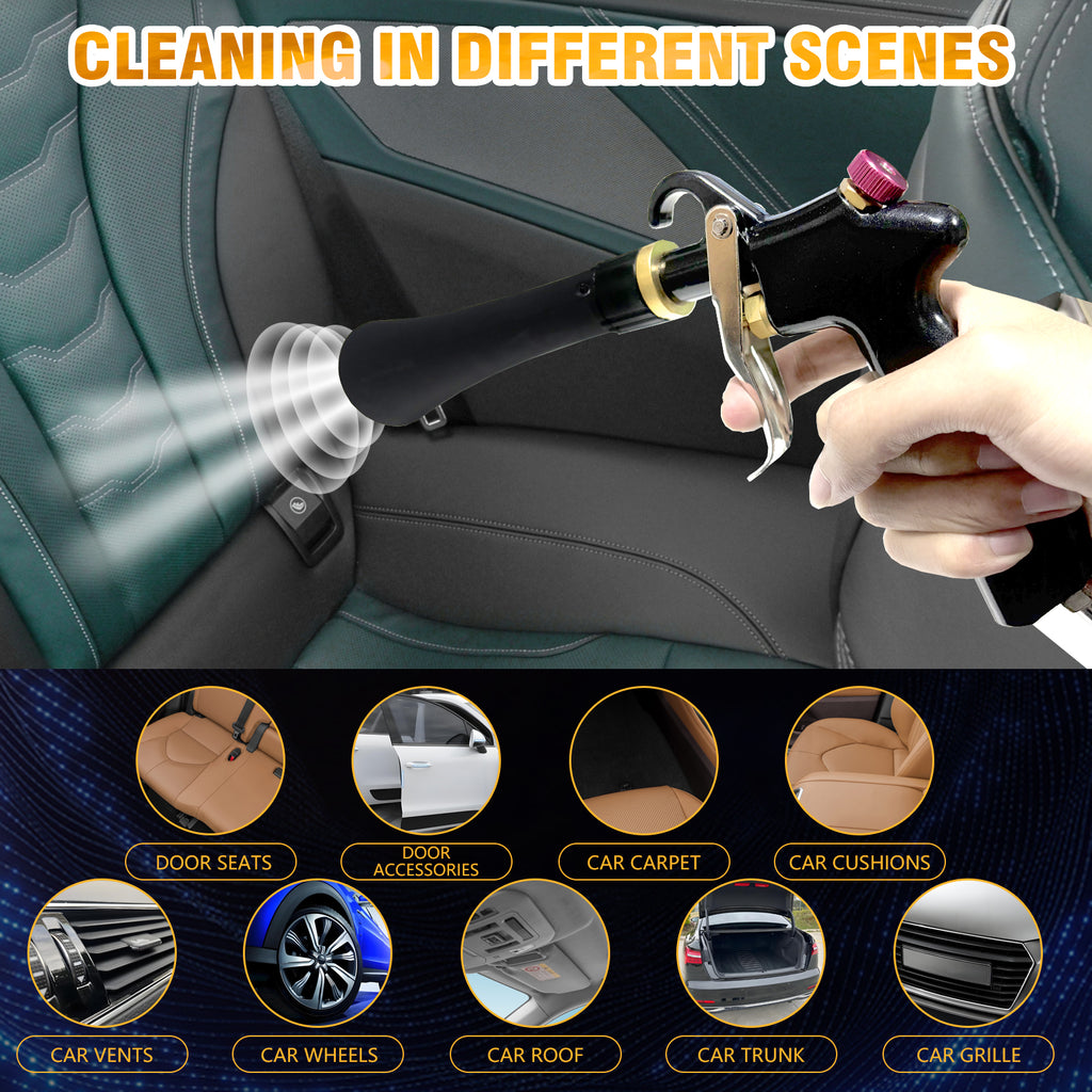 GZ-KJM Air Blow Gun Car Interior Cleaning Gun High Pressure Car Detailing Cleaning Tool with Nozzle and Auto Detailing Dusting Brush for Quickly Blasts Dirt and Dust from Surface