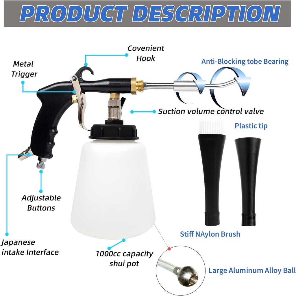 GZ-KJM High Pressure Car Cleaning Gun Jet Cleaner Interior Detailing Tool Kit Adjustable Pressure Cleaner for Car Detailing Supplies