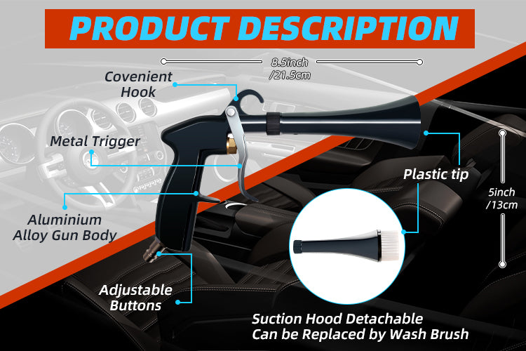 GZ-KJM High Pressure Car Interior Spraying Washing Gun with 2 Set Nozzle Sprayer