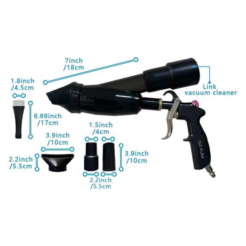 GZ-KJM Car Cleaning Gun High Pressure Air Blow Gun with Suction Hood Detailing Interior Dryer Blower Gun Auto Detailing Kit Tools