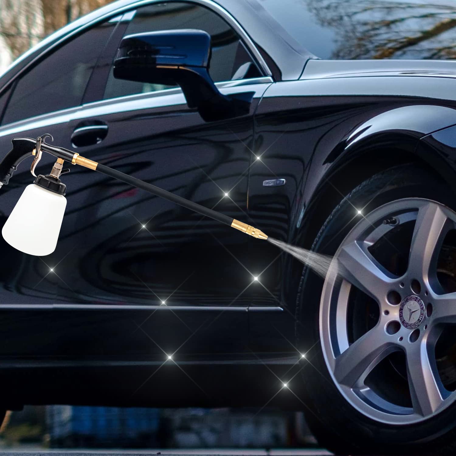 GZ-KJM Cleaning Gun High Pressure Car Cleaning Tool Kit Adjustable Pressure Jet Cleaner Automotive Washer Equipment for Car Detailing Supplies, Premium Black